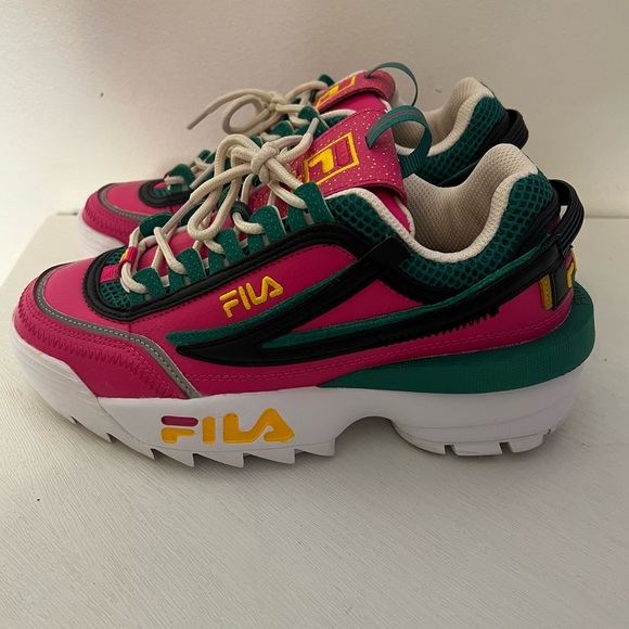 Fila Disruptor II 2 Premium Casual Athletic Shoe Glow Pink/Gold/Green Women Sz 7 - Picture 9 of 9